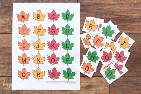 Printable Alphabet Cards - Fall Leaves - Typically Simple