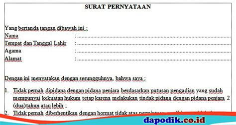 Contoh Surat Pernyataan PPPK Guru, CPNS dan PPPK Non Guru Terbaru Doc ...