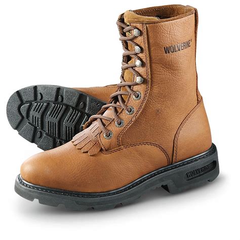 Men's Wolverine 8" Kiltie Lacer Work Boots, Brown - 617275, Work Boots at Sportsman's Guide