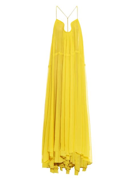 Chloé Silk-Voile Maxi Dress in Yellow - Lyst