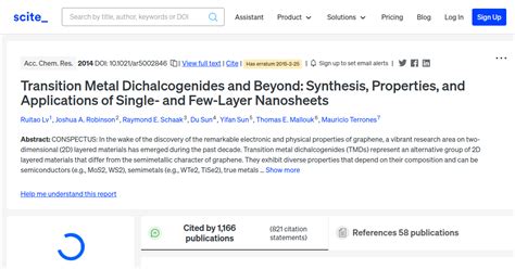 Transition Metal Dichalcogenides and Beyond: Synthesis, Properties, and Applications of Single ...