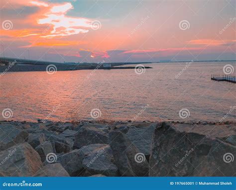 Sunset at Pantai Indah Kapuk, Jakarta, Indonesia Stock Image - Image of ...