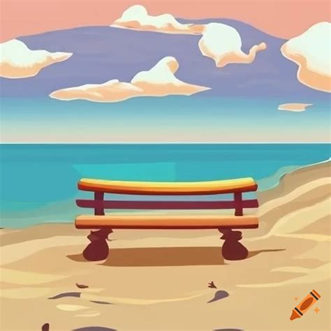 Cartoon beach bench on Craiyon