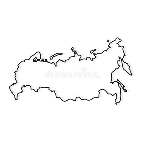 Black Outline of Russia Map Stock Vector - Illustration of modern ...