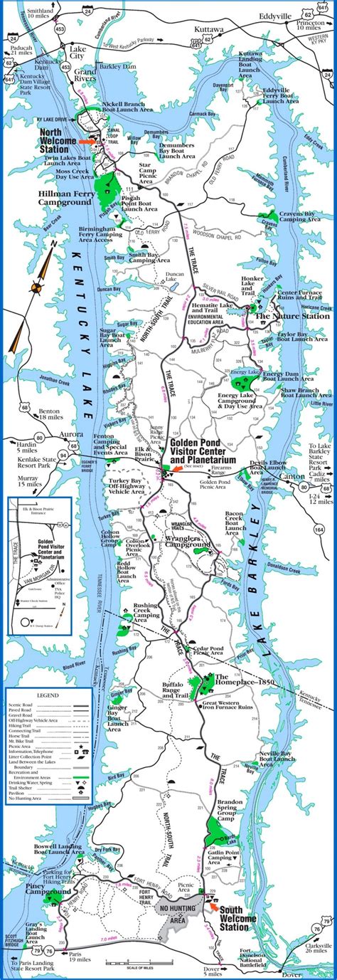 Kentucky Lake and Lake Barkley road map - Ontheworldmap.com