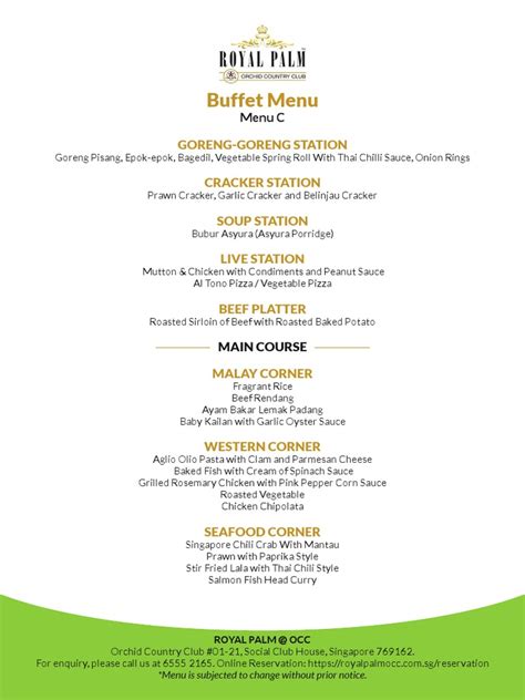 Royal Palm OCC Buffet Menu C New | PDF | Thai Cuisine | Curry