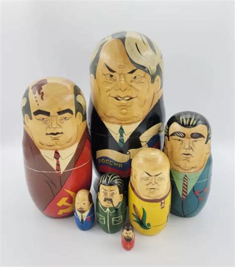 RARE VINTAGE CCCP Russian Soviet Political Leaders 7 Nesting Dolls ...