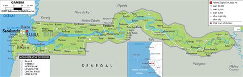 Physical Map of Gambia - Ezilon Maps | Gambia, Physical map, Map