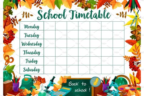 School lessons timetable schedule vector template | Education ...