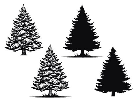 Vector clipart image, Spruce trees svg bundle, Winter tree with snow - free svg file for members ...