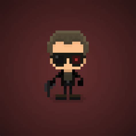 Famous Characters in Pixel Art • The Terminator or T-101 from ...