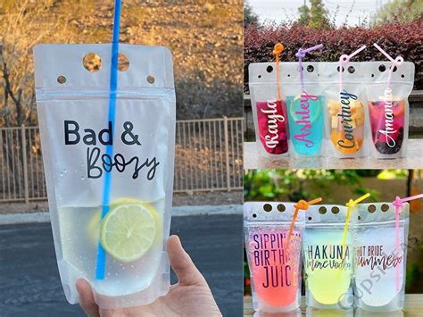 Reusable/sealable Drink pouches with straw | Etsy