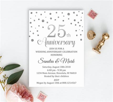 25th Wedding Anniversary Invitation Silver Anniversary | Etsy | Anniversary invitations, 25th ...