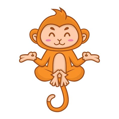 Happy monkey yoga | Premium Vector