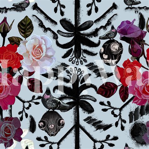 Gothic Flowers Pattern Wallpaper - Buy Online at Happywall