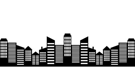 City landscape silhouette vector. City buildings flat illustration ...