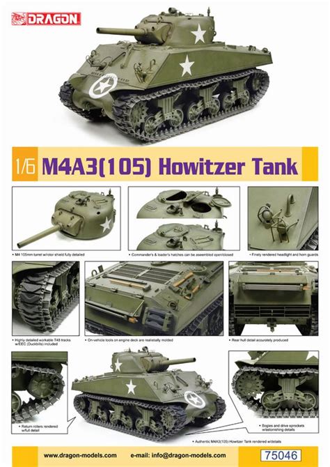 Dragon Dragon Models 1/6 Scale WWII US M4A3 Sherman 105mm Howitzer Tank ...