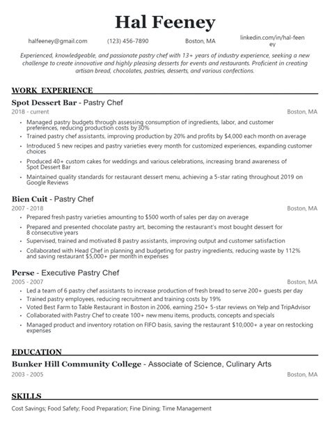 Download Free Pastry Chef Resume .Docx (Word) Template on ResumeThatWorks.com