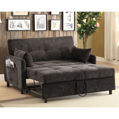 Danny Sleeper Sofa Bed with Armrest Storage Pocket Charcoal - Walmart ...