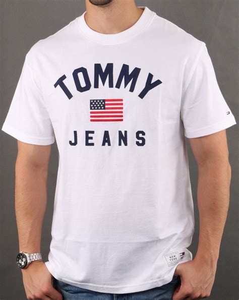 Tommy Hilfiger USA Flag T Shirt in White | 80s Casual Classics