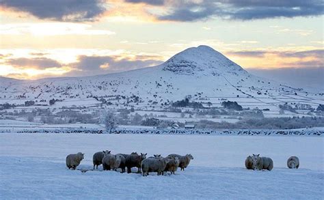 Sunrise over Slemish mountain in the Braid valley, Co Antrim, Ireland.