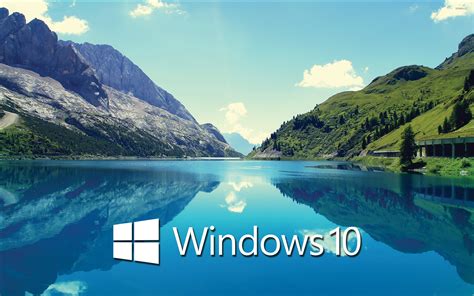 Windows 10 text logo on the mountain lake wallpaper - Computer ...