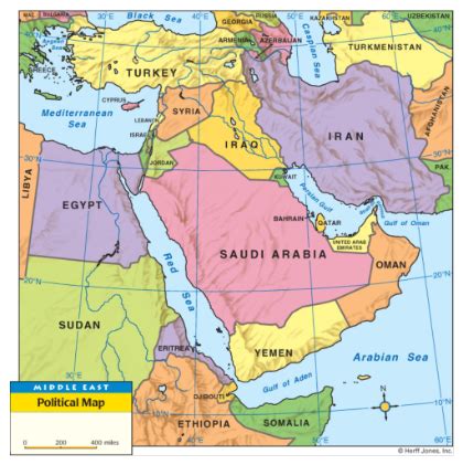 Middle East Physical Features Map