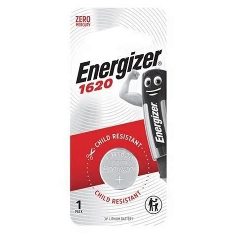 Energizer CR1620 Lithium Battery, Battery Capacity: 81 Mah (to 2.0 Volts), Voltage: 3.0 Volts at ...