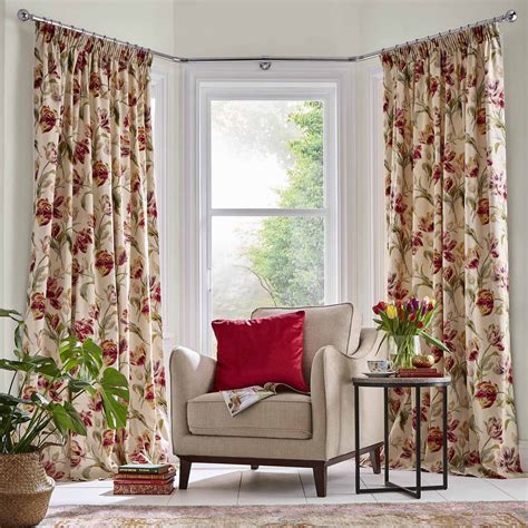 Laura Ashley Gosford Cranberry Curtains - Aldiss