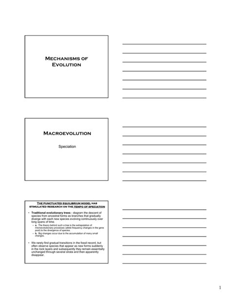 Mechanisms of Evolution Macroevolution Speciation