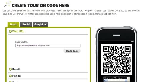 Tecnología habitual: Generar QR codes