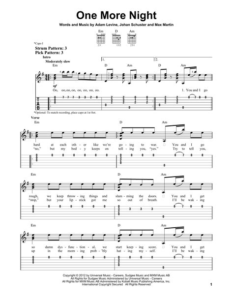 One More Night by Maroon 5 - Easy Guitar Tab - Guitar Instructor