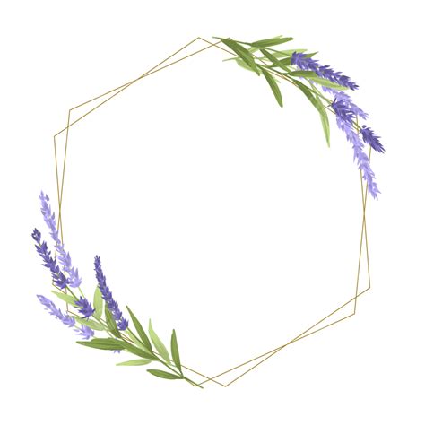 Lavender Watercolor Flowers Hd Transparent, Gold Frame With Watercolor Purple Lavender Flowers ...