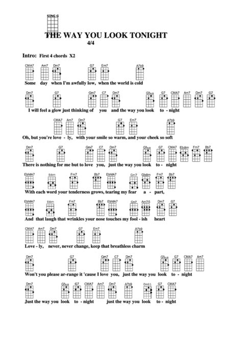 Chord Chart - The Way You Look Tonight printable pdf download