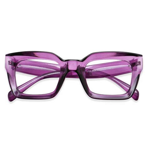 1735 Rectangle Purple Eyeglasses Frames | Leoptique