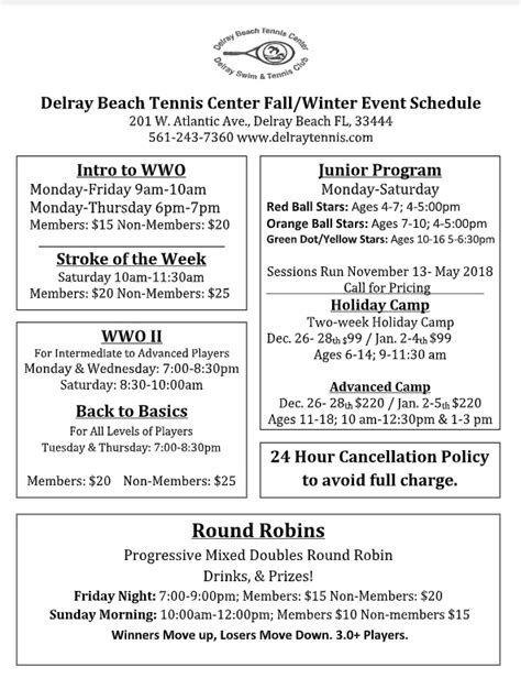 Delray Beach Tennis Center Fall and Winter 2018 Tennis Events Program ...