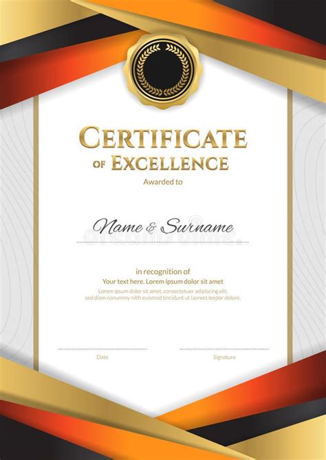 Portrait Luxury Certificate Template With Elegant Golden Border Stock Vector - Illustratio ...