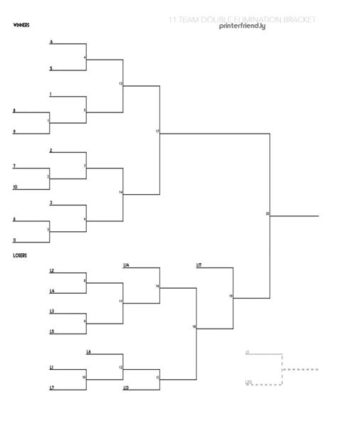 11 Team Printable Double Elimination Bracket in 2024 | Bracket, Printable brackets, Teams