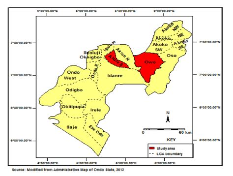 Map of Ondo State showing selected LGAs | Download Scientific Diagram