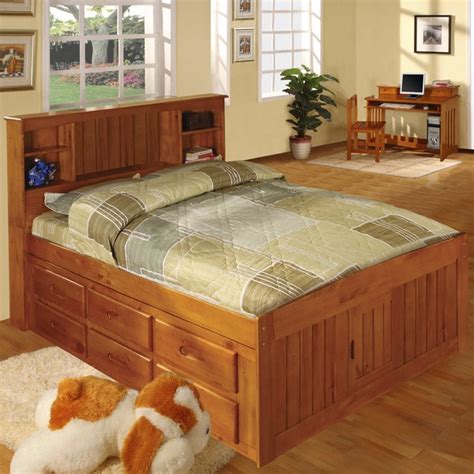 Shop Honey-finished Pine Wood Full-size 12-drawer Captains Bed - On Sale - Overstock - 12103930