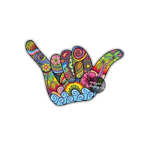 Shaka Sign Hang Loose Hand Sticker Hawaii Decal Colorful Car - Etsy