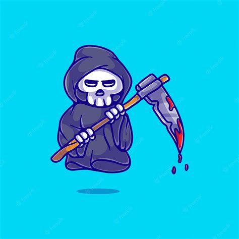 Premium Vector | Cute grim reaper illustration