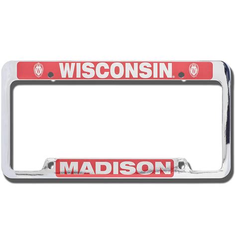 LXG Inc. Wisconsin Madison License Plate Frame (Silver/Red ...