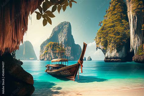 Wallpaper of thailand beach. Generative ai Stock Illustration | Adobe Stock