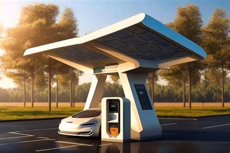 Premium Photo | An electric vehicle charging station with solar panel ...