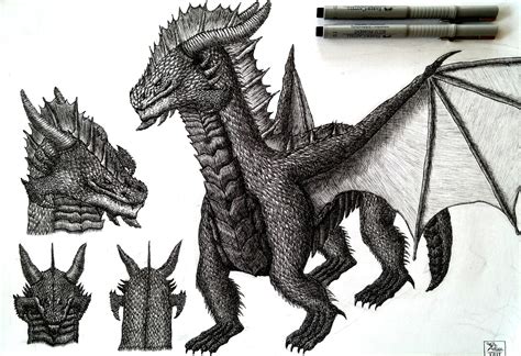 Dragon and pen drawing practice by daviddekleer on DeviantArt