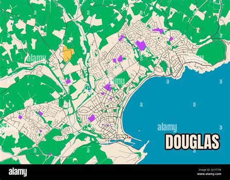 Detailed city map Douglas, Isle of Man Data From OpenStreetMap Stock Photo - Alamy