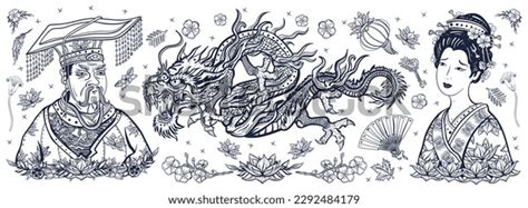 Ancient China Chinese Dragon Emperor Queen Stock Vector (Royalty Free ...