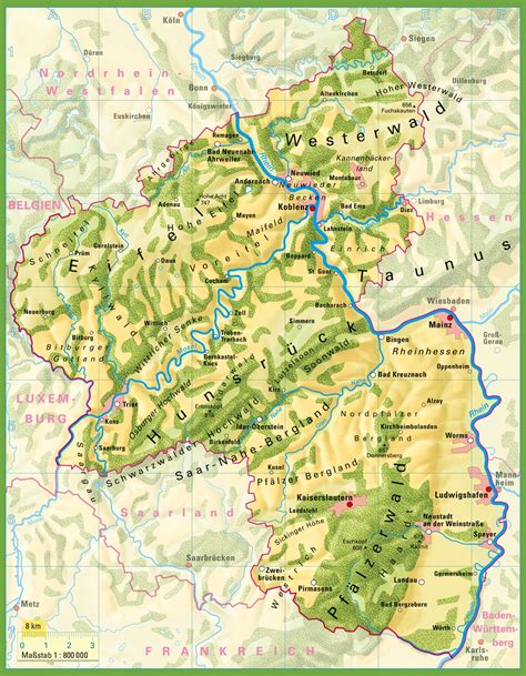 Rhineland-Palatinate physical map