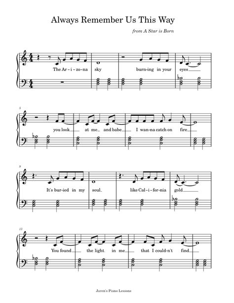 Always Remember Us This Way Sheet music for Piano (Piano-Voice ...